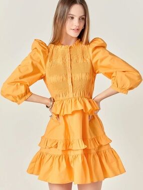 New! 🍊ENGLISH FACTORY Tiered Ruffle mini dress in Orange size M